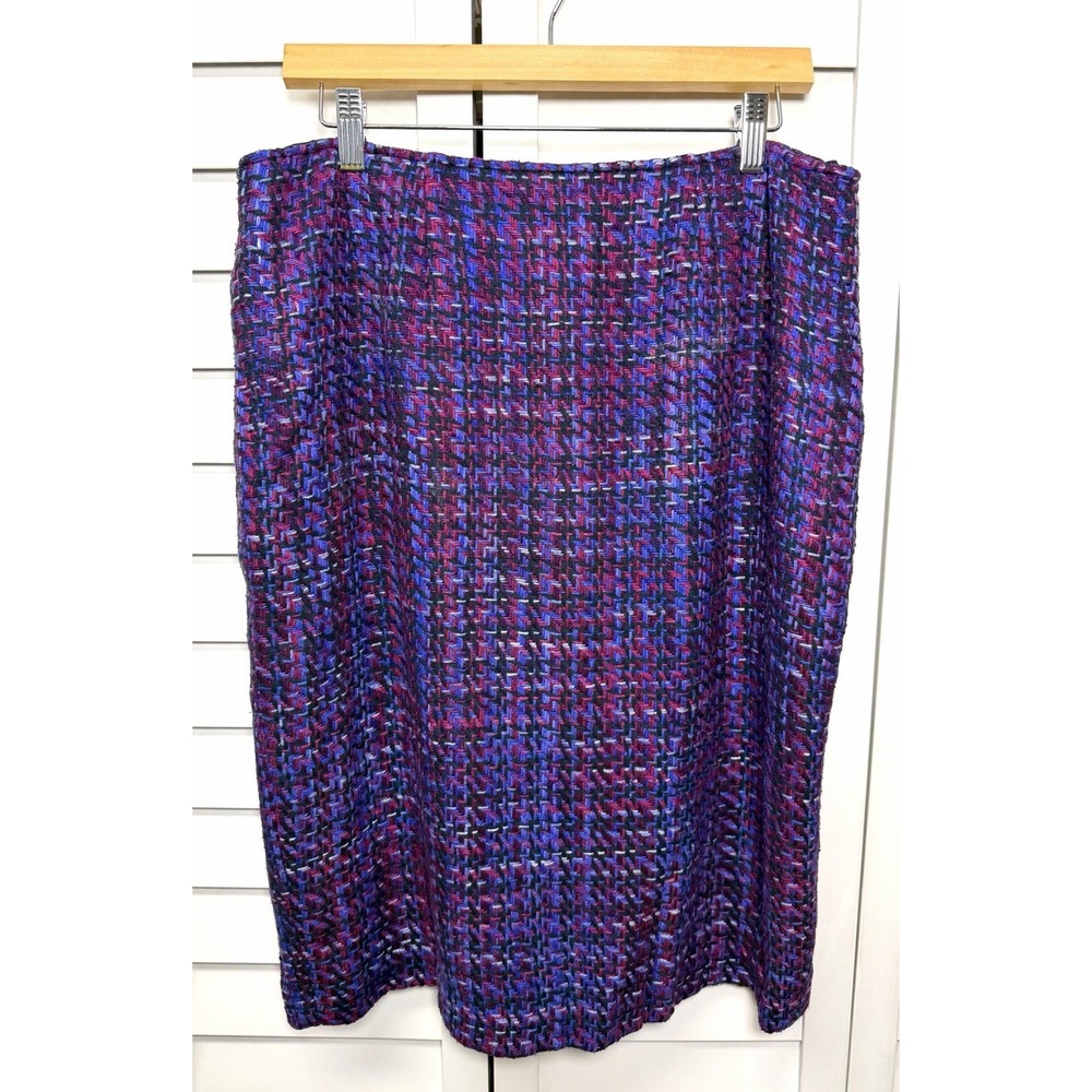 Doncaster Vintage Tweed 100% Silk Colorful Lined Pencil Skirt Women's Size 14